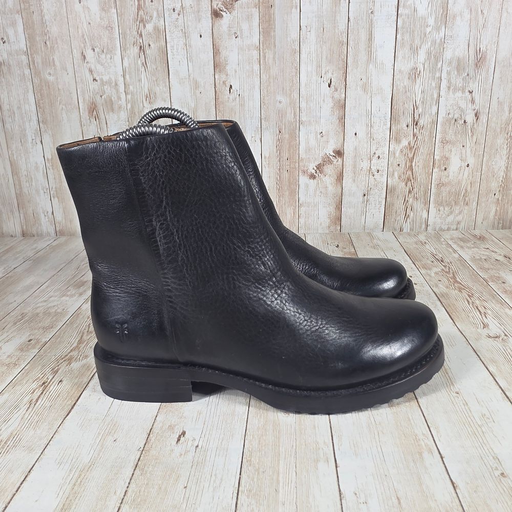 Frye Black Pebbled Leather Chelsea Ankle Zip Boots